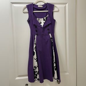 Casual rockabilly sleeveless, cocktail dress, purple, small by killreal